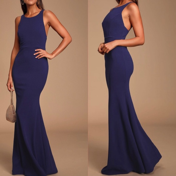 navy backless maxi dress